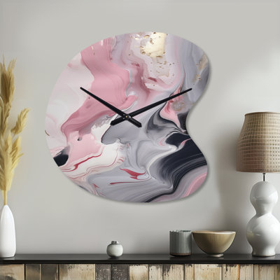 Œuvre d'art en marbre massif II - Horloges modernes en métal de forme irrégulière, horloge murale asymétrique