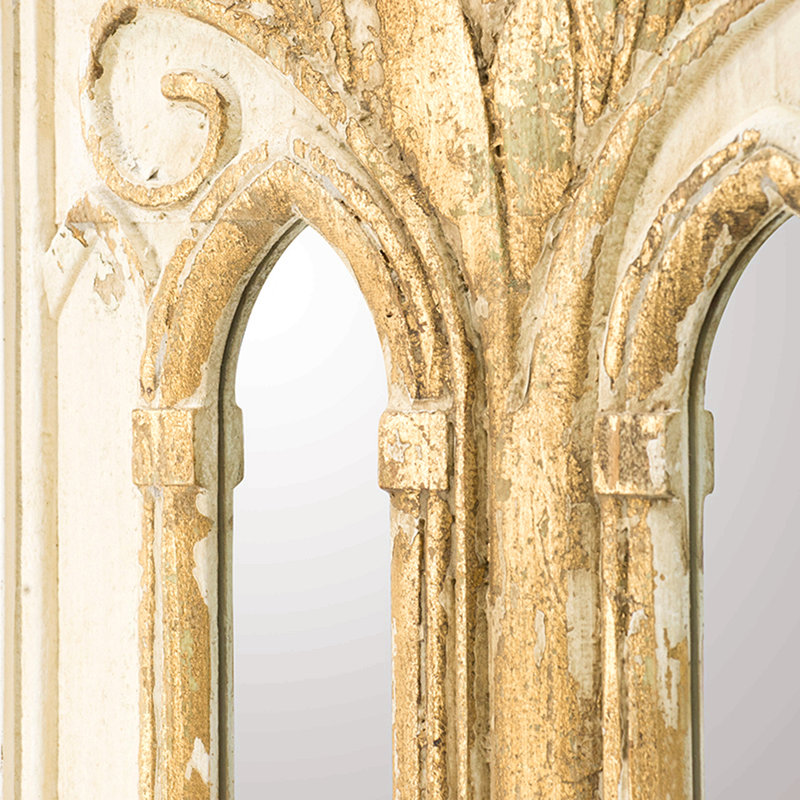 Ensemble de deux miroirs décoratifs en bois blanc et or de 30 po