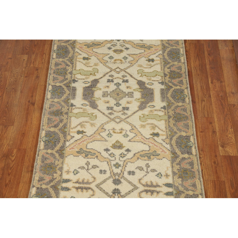 Tapis de chemin de terre indien en laine Oushak 3 x 8