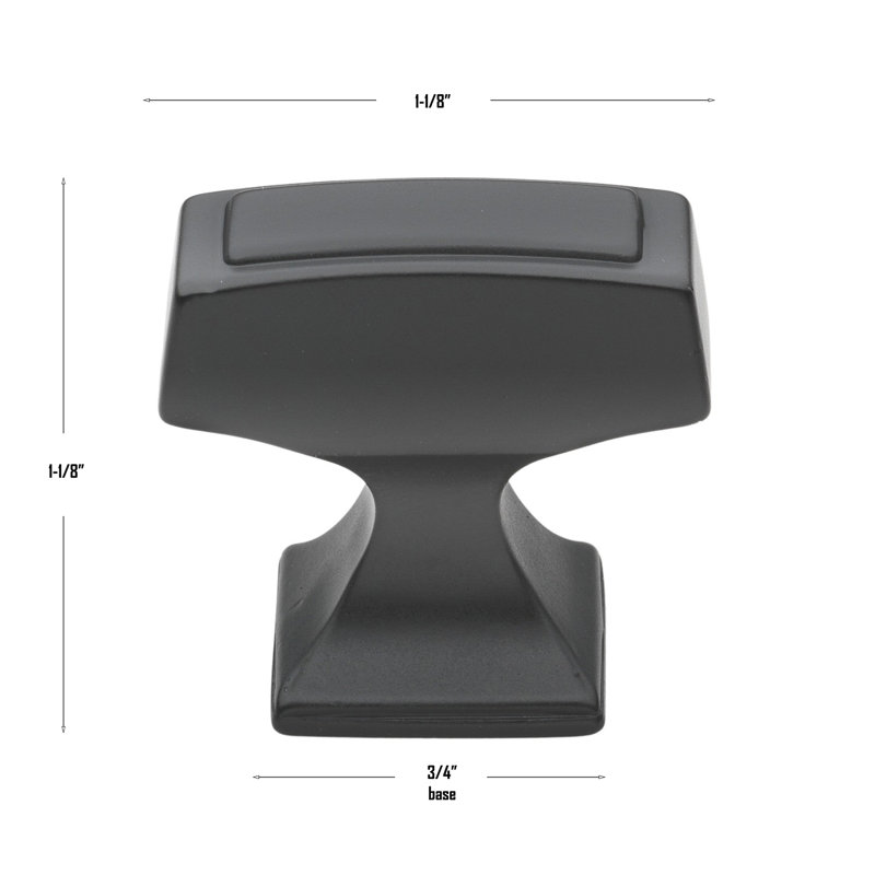 1 1/8" Length Rectangular Knob, Matte Black