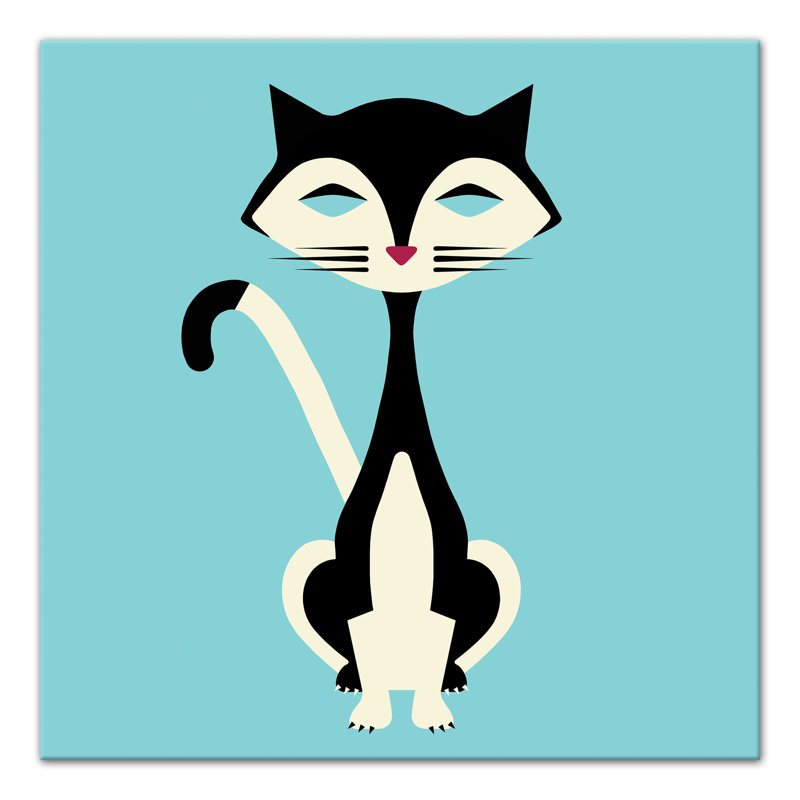 " Mod Cat ", 16" H x 16" W x 1.25" D, Unframed