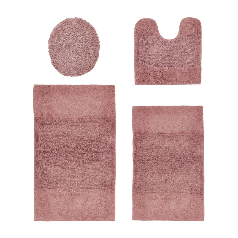 Ensemble de tapis pour salle de bain 100% coton 2155 GSM de qualité supérieure Granada, certifié OEKO-TEX®, envers en latex antidérapant, touffeté moelleux, super absorbant et lavable à la machine pour salle de bain, douche, baignoire et meuble-lavabo, rose
