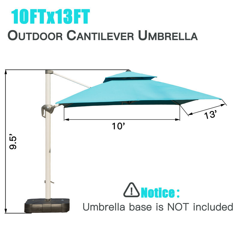 Parasol en porte-à-faux Deraway, 13 pi x 10 pi, Bleu