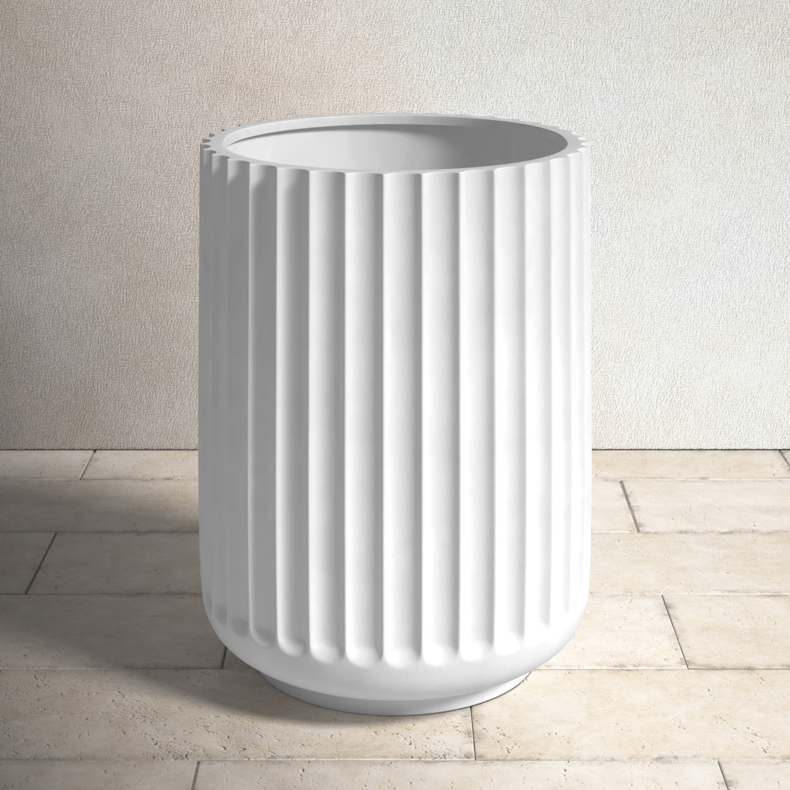 Allenville Fiberstone Planter, White, 22.5" H x 17" W x 17" D