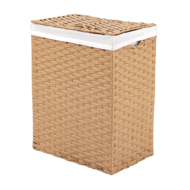 Handwoven Rectangle Laundry Hamper, Tan
