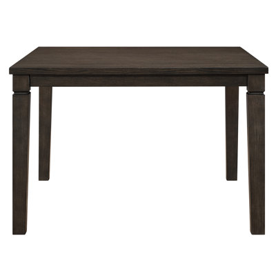Table carrée carrée classique foncée, rallonge amovible, 6 couverts, idéale pour la cuisine et la salle à manger.