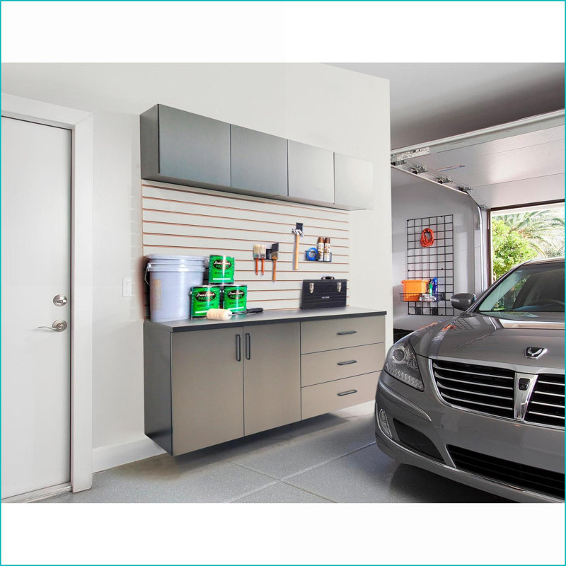 Armoire de garage 5 pièces Cabinets, l 64 po x H 79 po x P 20 po, gris anthracite | Contemporain | Bois