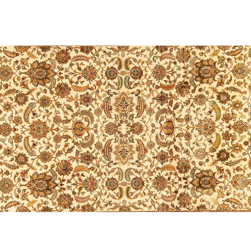 Tapis brun / crème en laine noué à la main de conception unique 9 pi x 12 pi 4 po