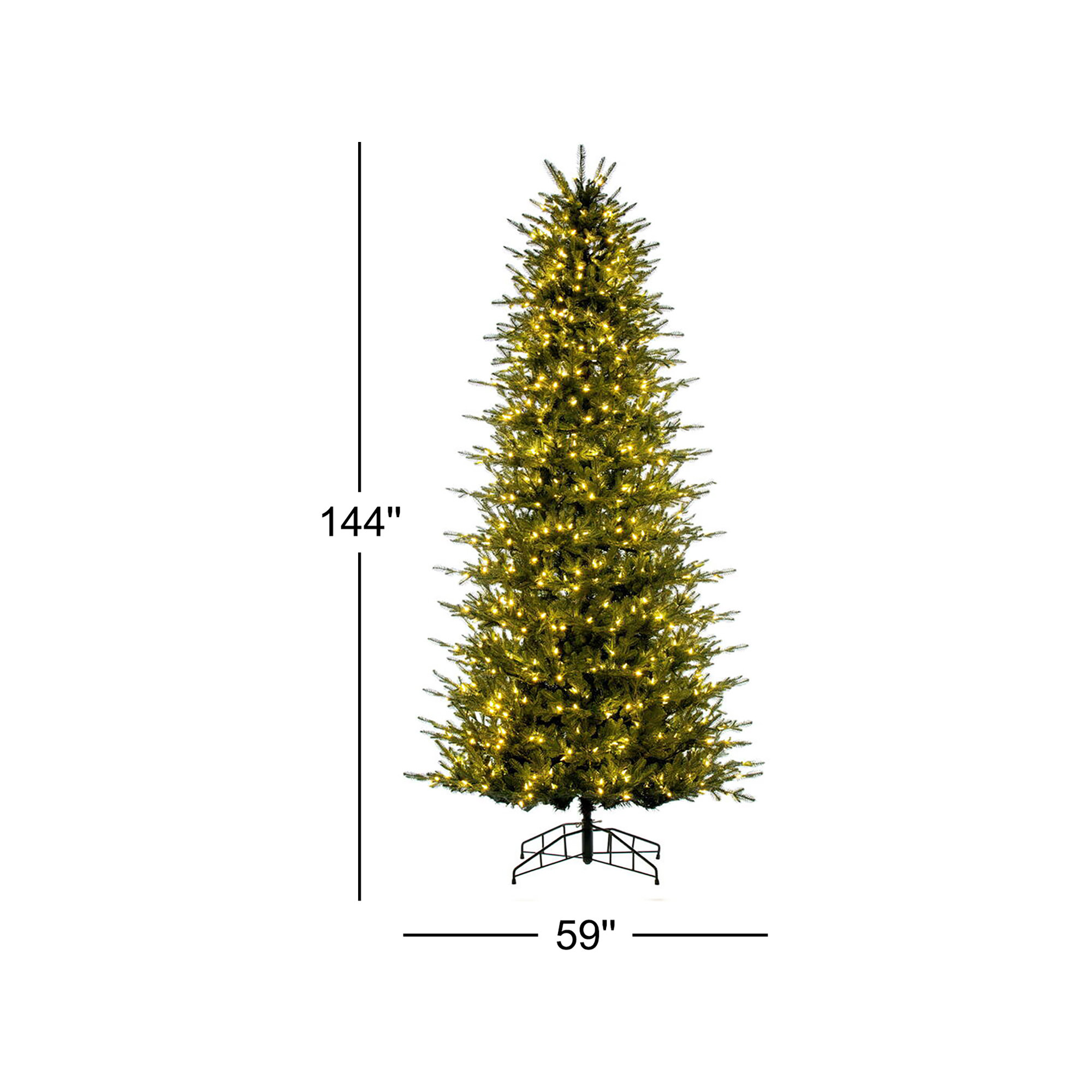 Georgian Fraser Fir Artificial Pre-Lit Christmas Tree, 12', Clear/White