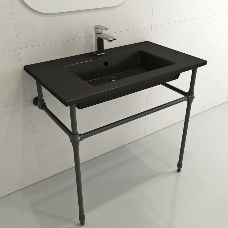 Ravenna 19.7 in. L Bathroom Sink, Matte Black, Single-Hole