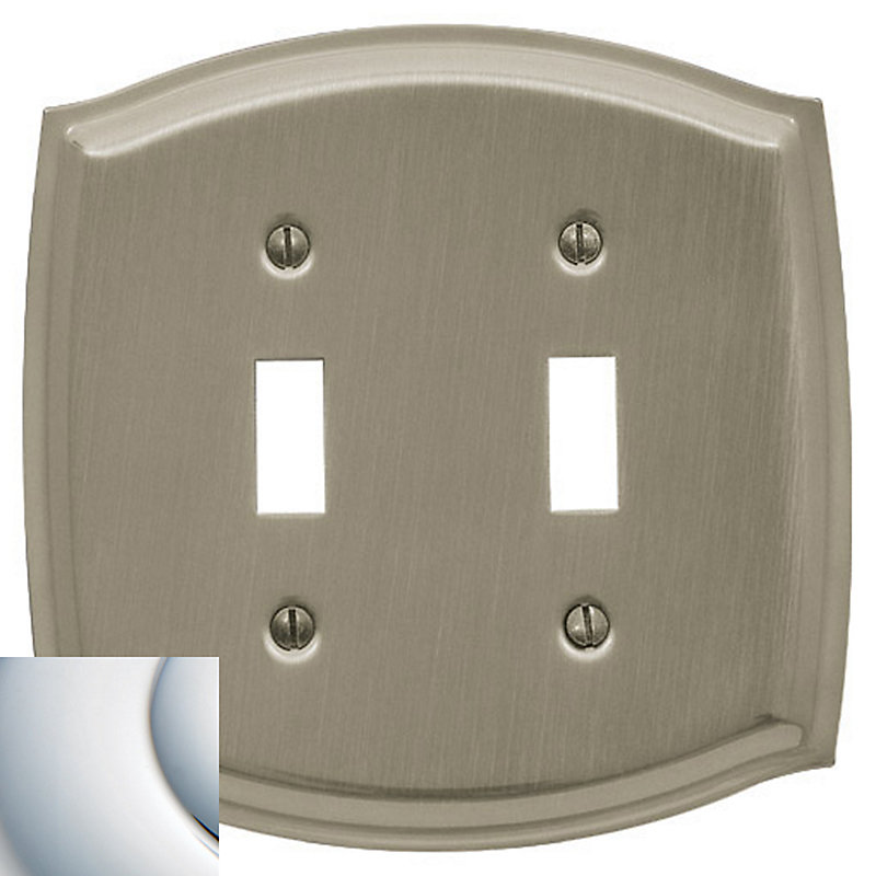 Colonial 2-Gang Toggle Light Switch Wall Plate, Satin Nickel