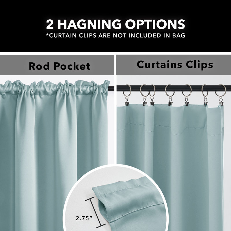 Harlowe Room Darkening Curtain Pair, Baby Blue, 38" W x 72" L