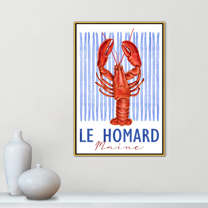 «Le Homard Print» par Kimberly Allen, 25.5' W x 37.5' H, Flotteur doré