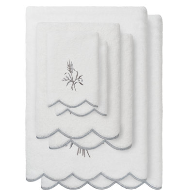  100% Turkish Cotton WHITNEY Scallop 6PC Embellished Towel Set