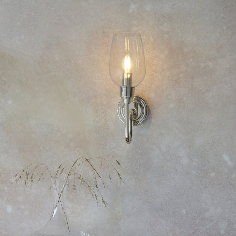 Hovey Armed Sconce, Bright Nickel Plate