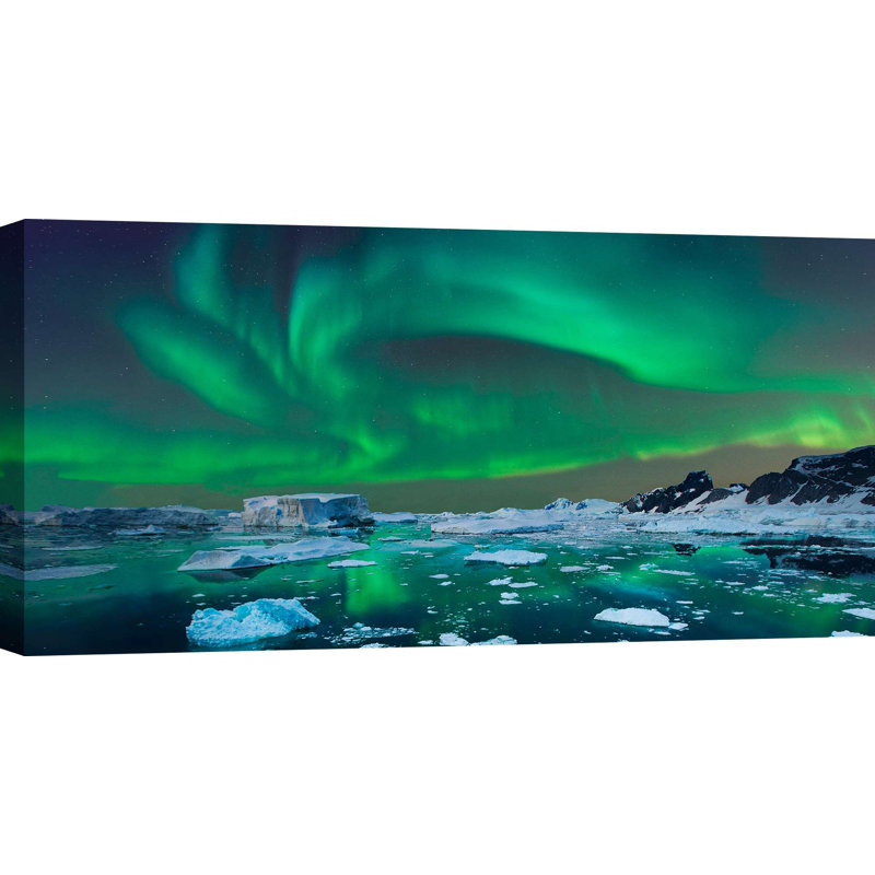 Aurora Borealis, Iceland (detail) by Pangea - Wrapped Canvas Print, 35cm H x 70cm W x 4cm D