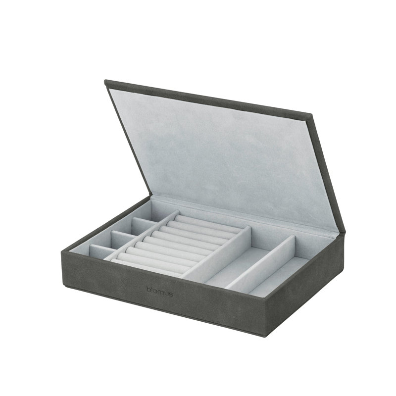 Boîte à bijoux en faux suède SAHLA - Étain (gris anthracite), Gris, 1,6 po x 8,7 po x 6,1 po
