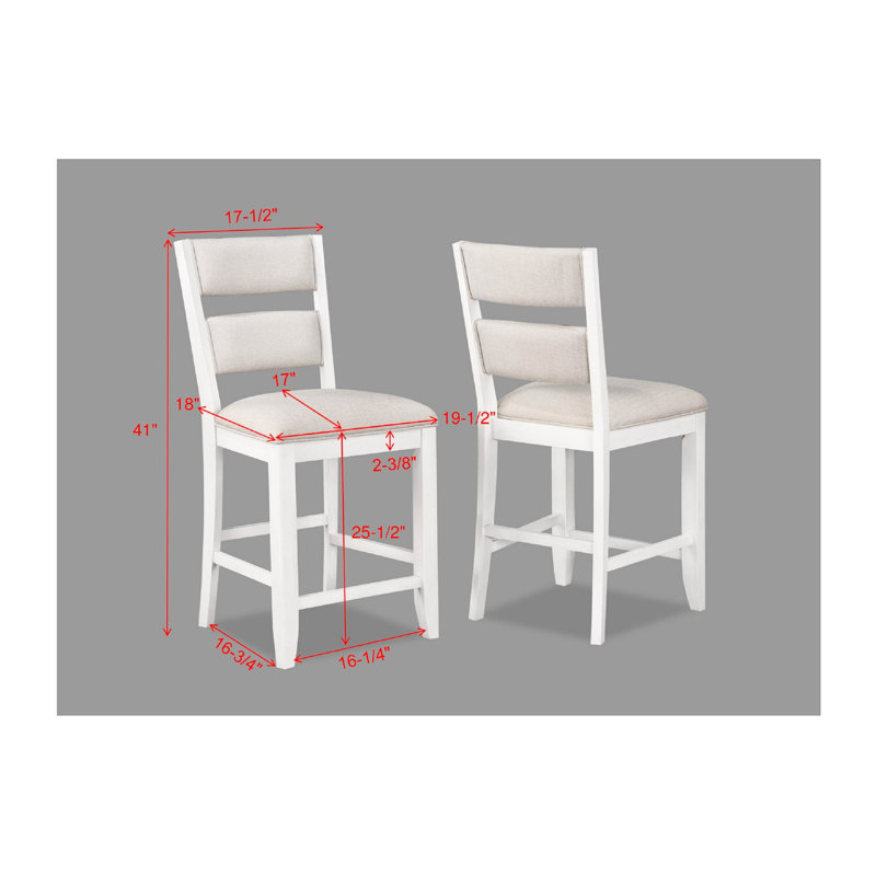 2 pièces de chaises de salle à manger à hauteur de comptoir avec structure blanche et dossier rembourré crème pour un usage domestique