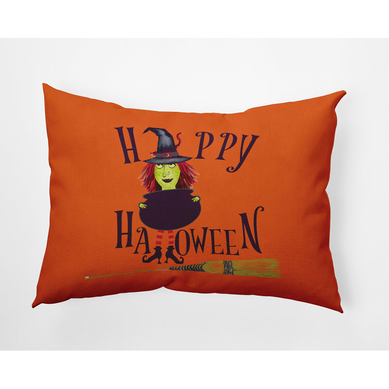Coussin Happy Halloween, Poussière d'orange, Rectangle, H 14 po x l 20 po