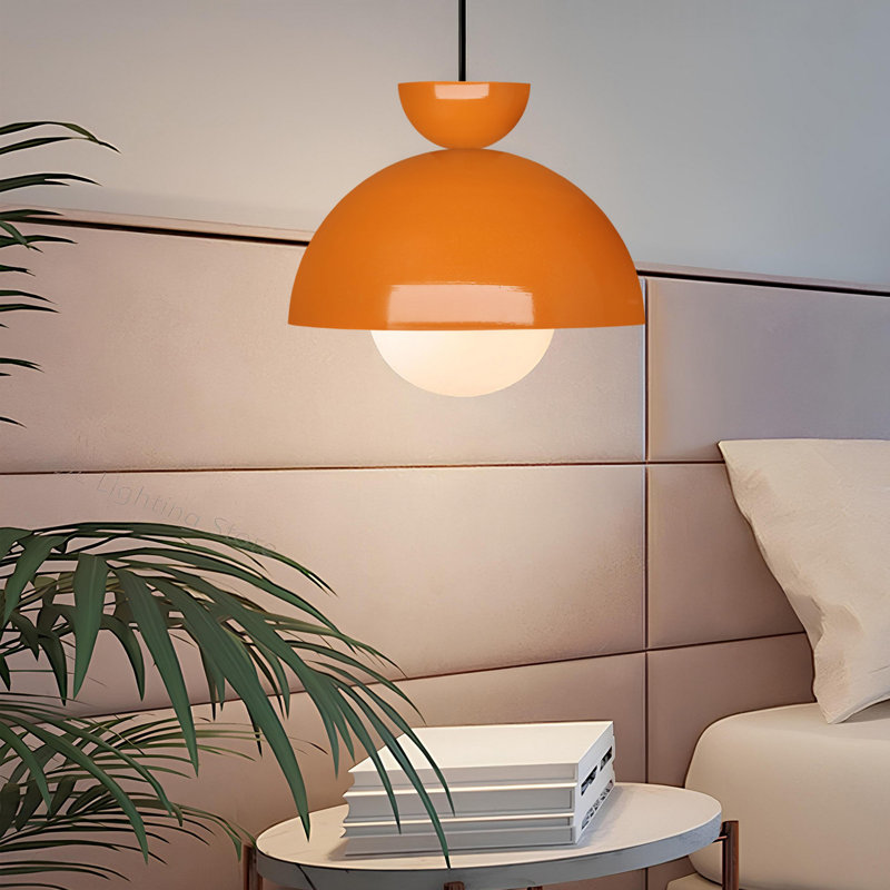Modern Metal Chandelier with Glass Globes, Adjustable Height 39.4 - 45.3 inches | 15 W Max E27 LED, 9.8 in Cap Diameter, 5.9 in Globe Diameter, Elegant Orange Finish | Perfect for Dining Room, Living Room, or Entryway