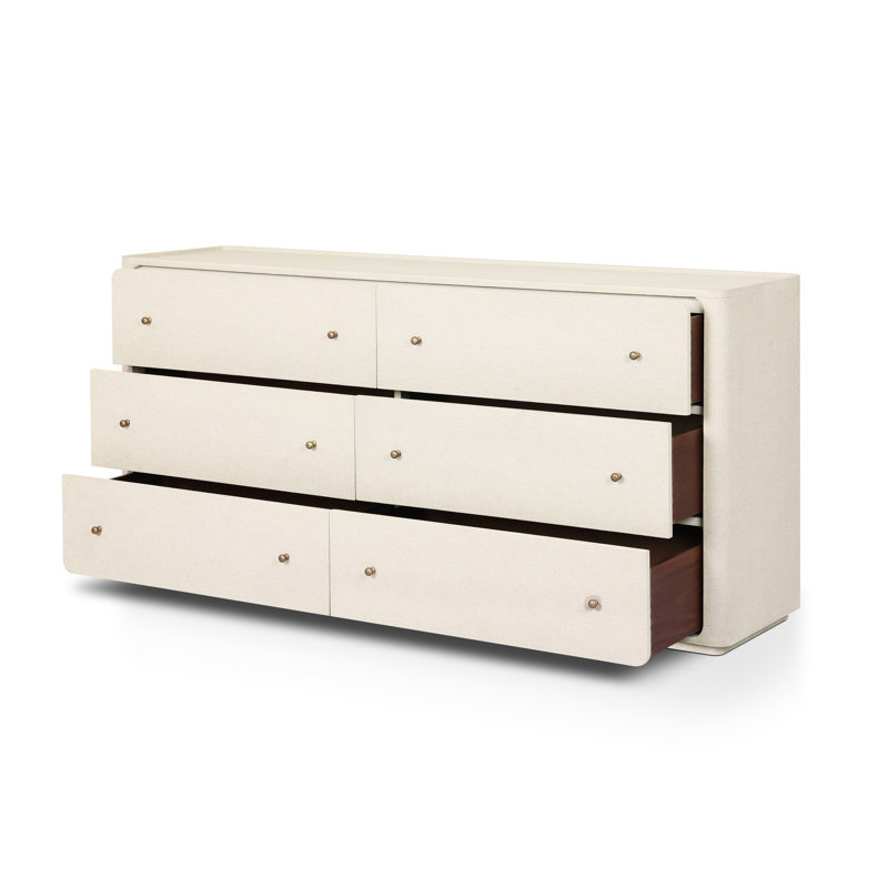 Paula 6 - Drawer Dresser, Beige Painted Linen