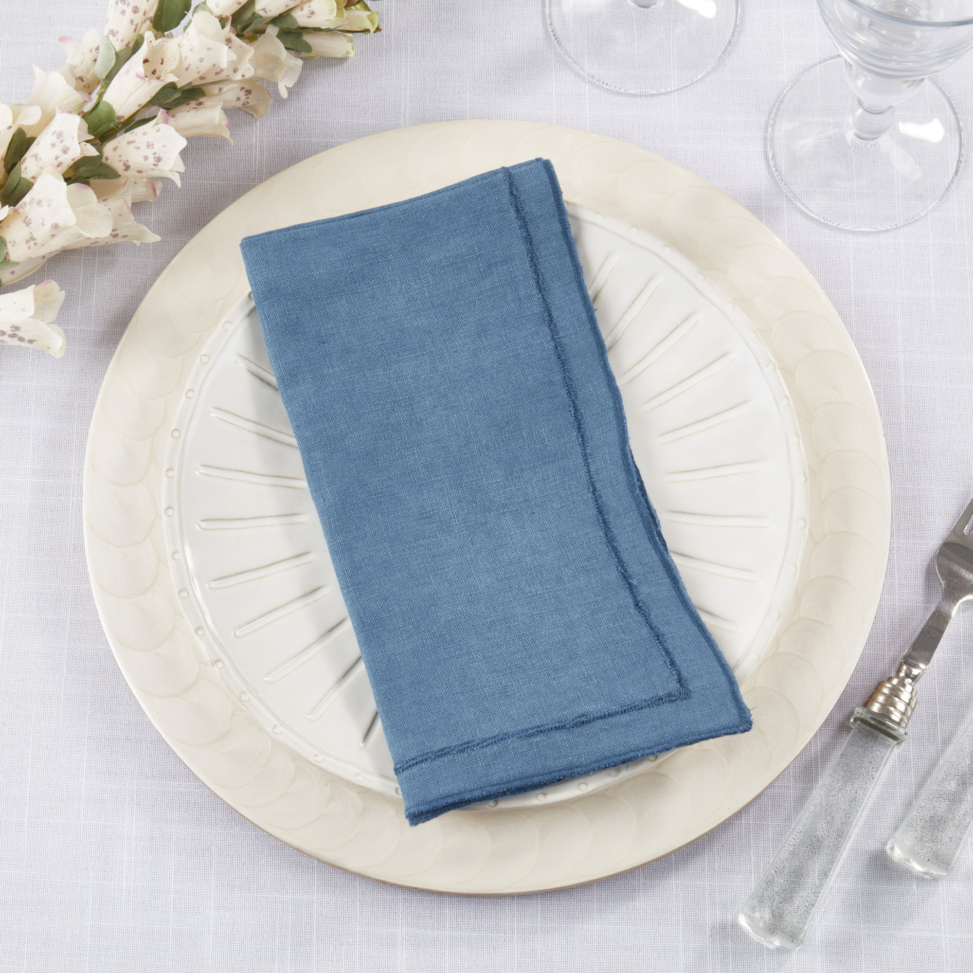 Stonewashed Overlock Edge Napkin (Set of 4), Navy
