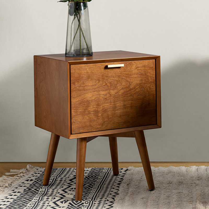 Boneva 18" W 2-Drawer Nightstand with Charging Station, Acorn
