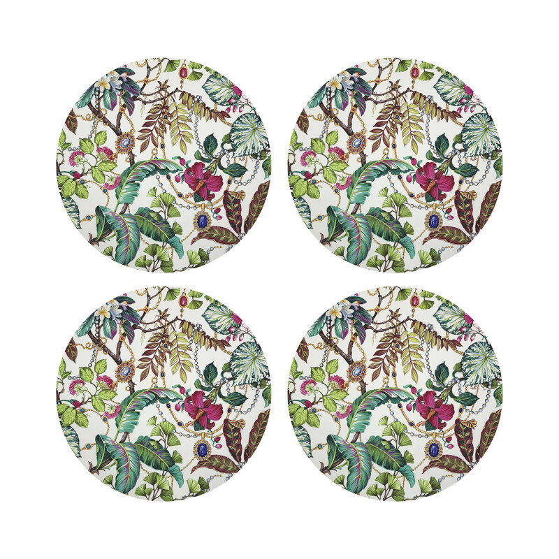 Plumeria Natural Pebble 16" Vinyl Placemat, Natural
