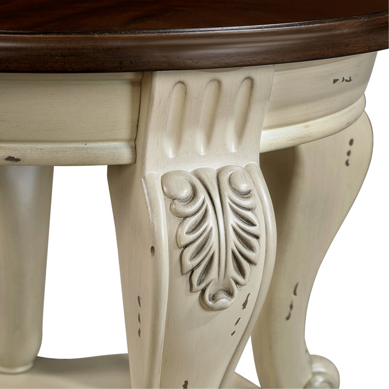 Table de salon en bois massif de 22 po avec tablette, beige et couleur, facile à assembler, placage à chaud, table d'appoint ronde arrondie et sécuritaire, tablette pour espace, protégée
