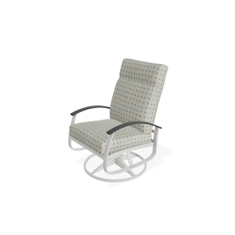 Belle Isle Outdoor Rocker Chair, Blue/White Stripe, Classic Graphite P30, Textured Snow