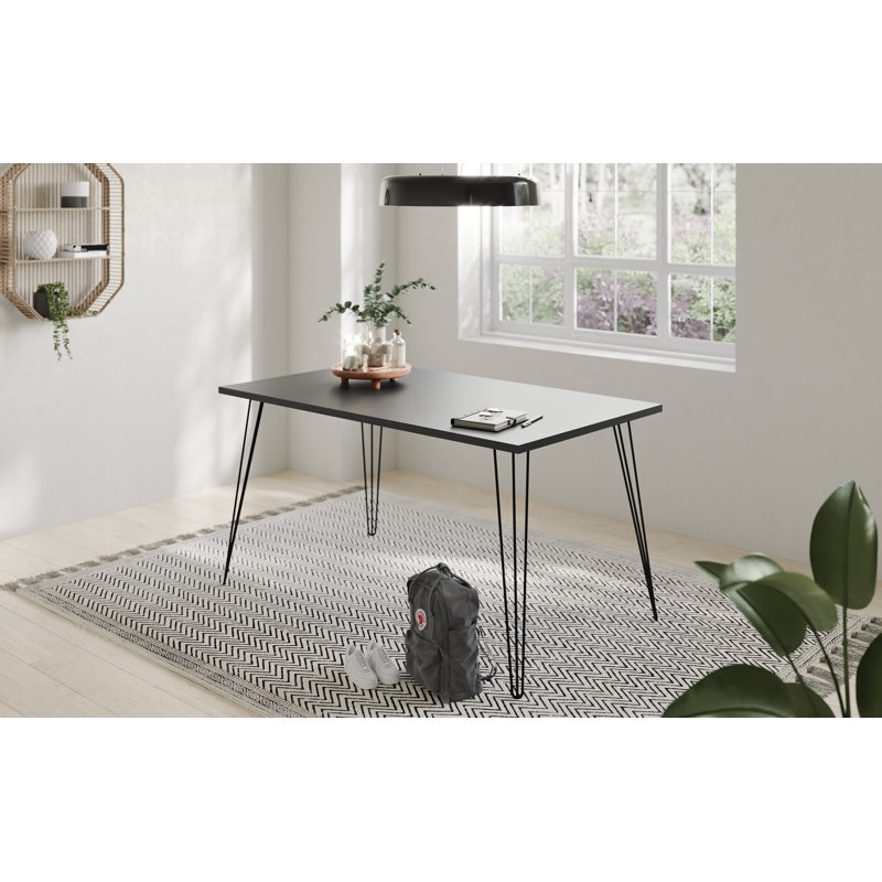 Domaingue Metal Base Writing Desk, 74cm H x 160cm W x 80cm D, Black