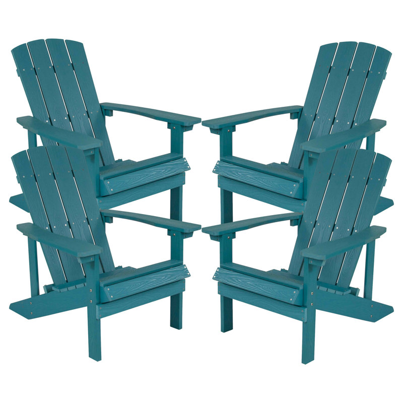 Balasi Outdoor All-Weather Poly Resin Wood Adirondack Chairs, Sea Foam