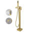 Robinet de baignoire autoportant à poignée simple avec douche à main - Robinet de baignoire à fixation au sol en laiton brossé or-117502776