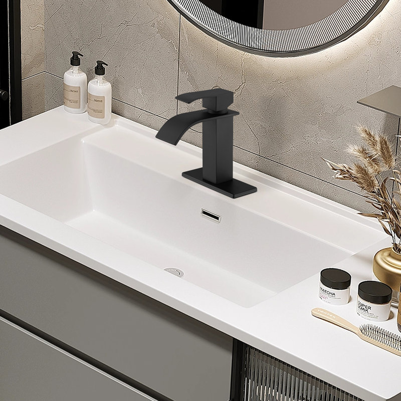 Single-Hole Bathroom Faucet, Matte Black