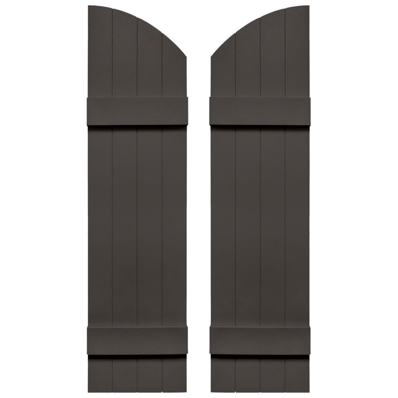 Builders Edge, paire de volets standard à quatre planches jointes avec arche, planche-n-lattes, Gris tuxedo, 53 po