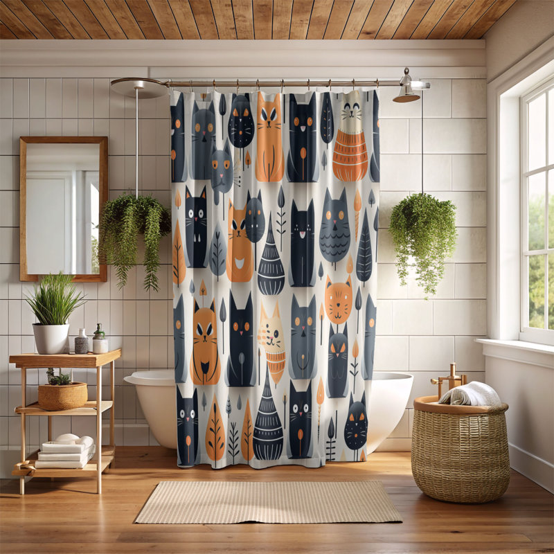 Haunted Kitties - Rideau de douche Premium, H 74 po x l 71 po
