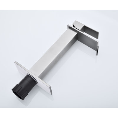 Robinet de lavabo de salle de bain à poignée simple avec bec cascade et bonde escamotable sans trop-plein, acier inoxydable avec finition nickel brossé, jet stable et doux, température de départ facile à utiliser