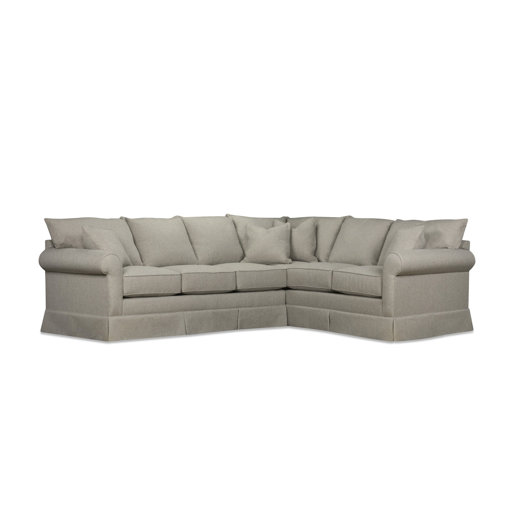 Friedman Upholstered L-Sectional, Right Hand Facing, Drusky Linen Sustain® Basketweave