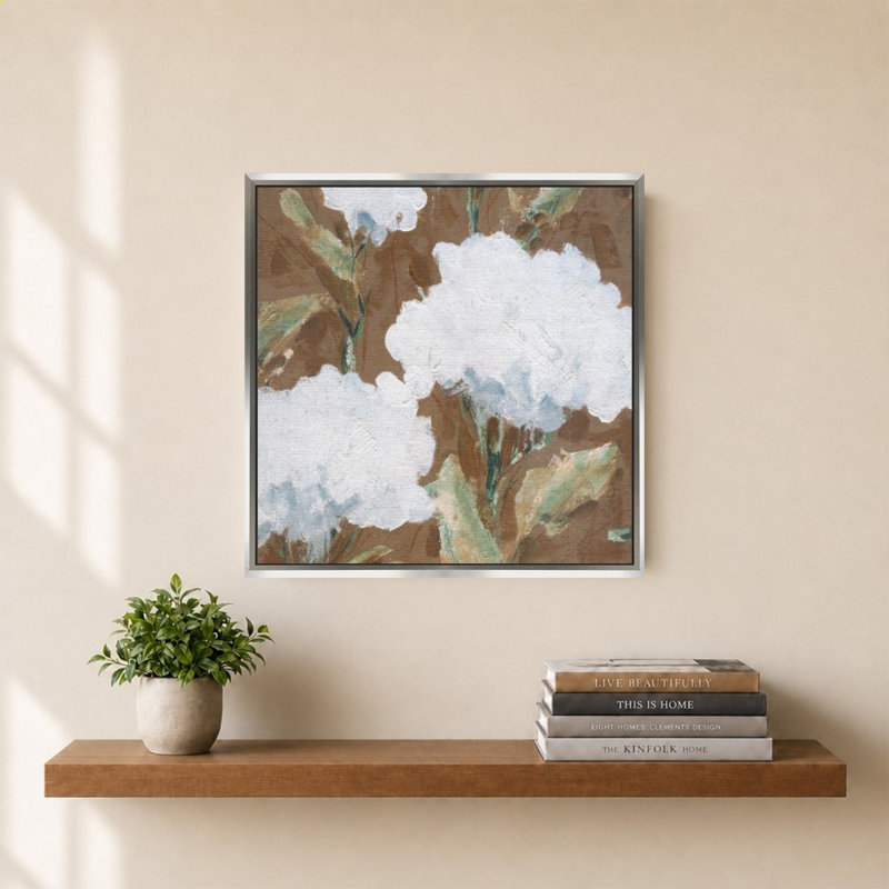 «Mocha Garden II» par Carol Robinson - Impression sur toile, 34" H x 34" W, Argent