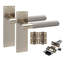 Golden Grace 4 Pair Victorian T-Bar Knurled Door Handle Antique Brushed Brass Finish with Ball Bearing Hinges and Latches - 150 x 40mm
