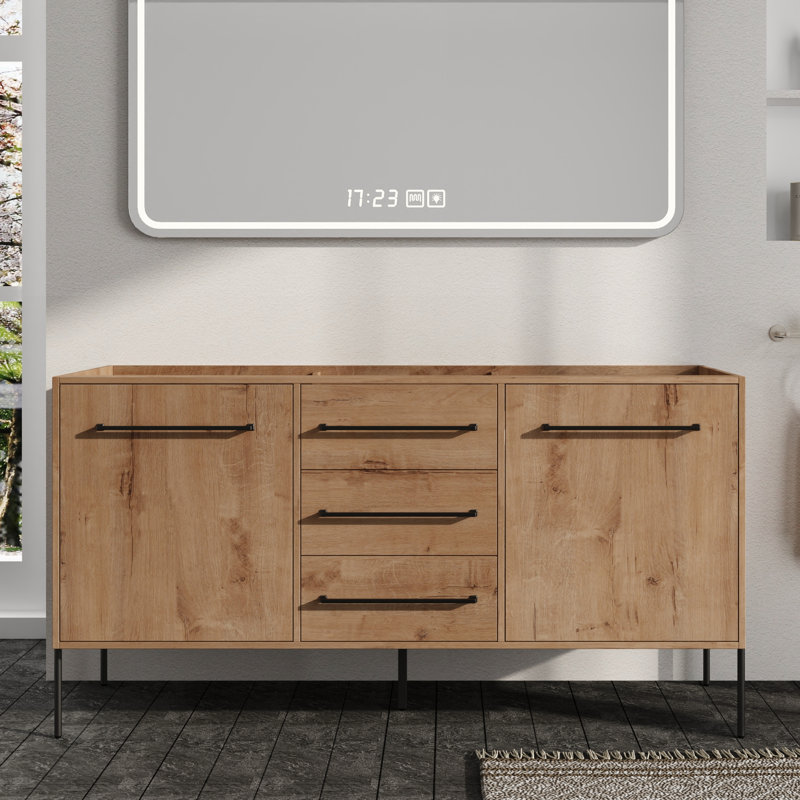 Base de meuble-lavabo double autoportant de 60 po Faelan seulement