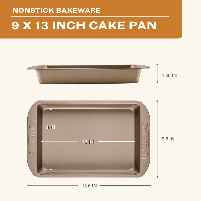 Farberware Bakeware Nonstick Rectangular Cake Pan, 9-Inch X 13-Inch, Mocha