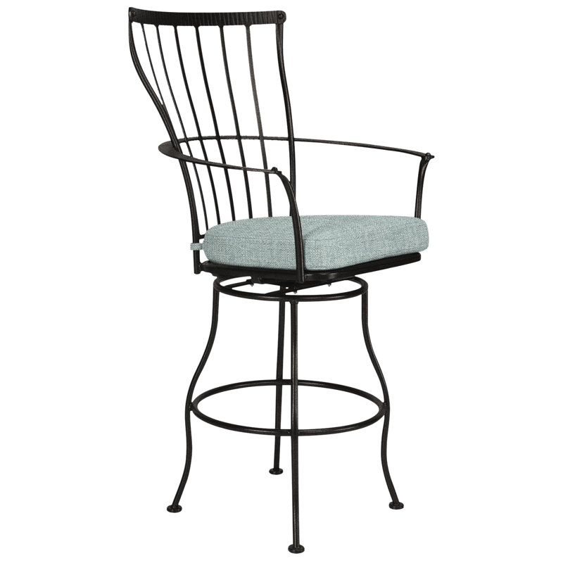 Monterra Outdoor Bar Stool, Pique Midnight, Carbon Black, 27.25''