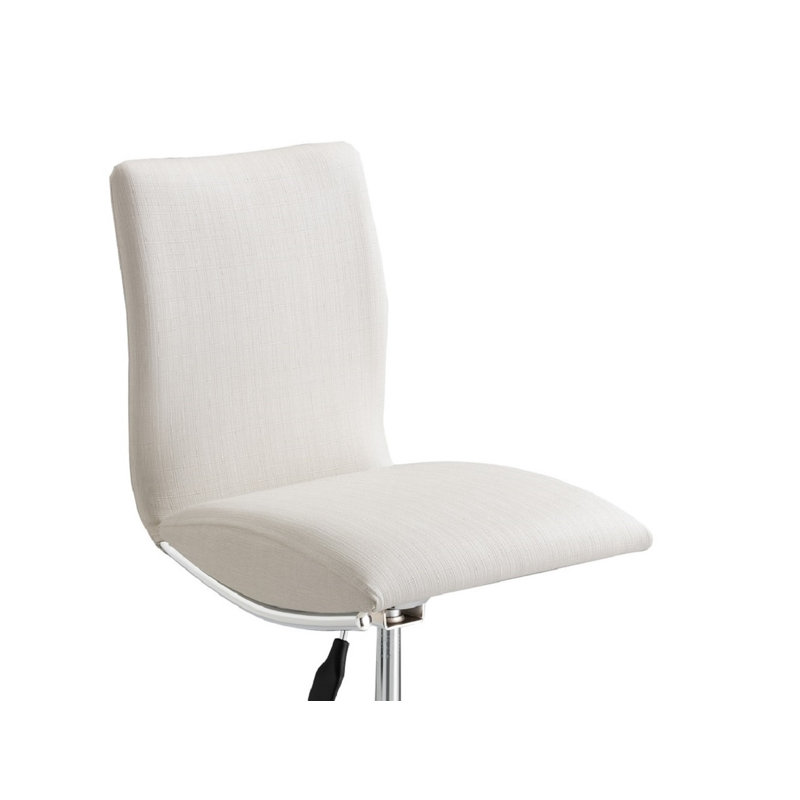 Tabouret de bar moderne à texture réglable en similicuir / chrome de couleur blanc doux
