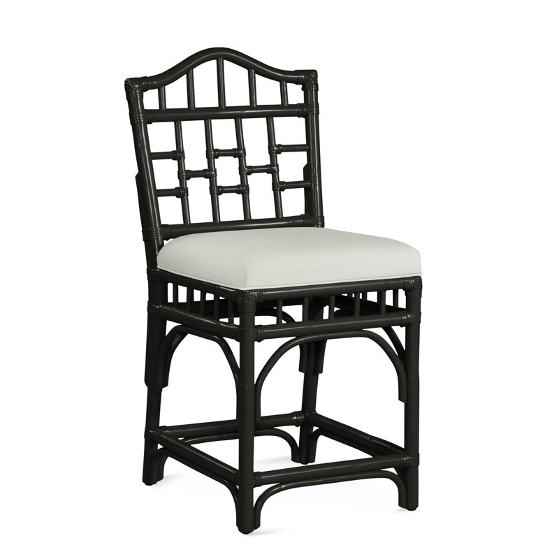 Chippendale Upholstered Stool, Elite Dove Linen, Antique Black