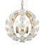 Lustre moderne à 3 lumières, blanc et or, avec globes et fleurs en céramique, conçu pour les plafonds inclinés.