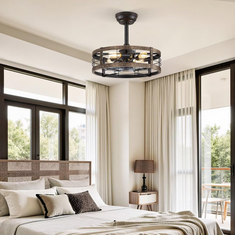 Ventilateurs de plafond 22 pouces avec lumières et télécommande Fandelier, Brun rustique, 22 po de largeur