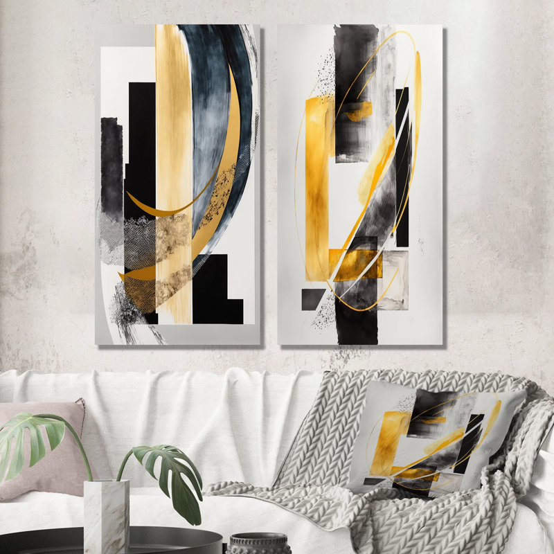 «Glam Deco Abstract», 2 pièces sur toile, H 40 po x l 40 po, Toile tendue