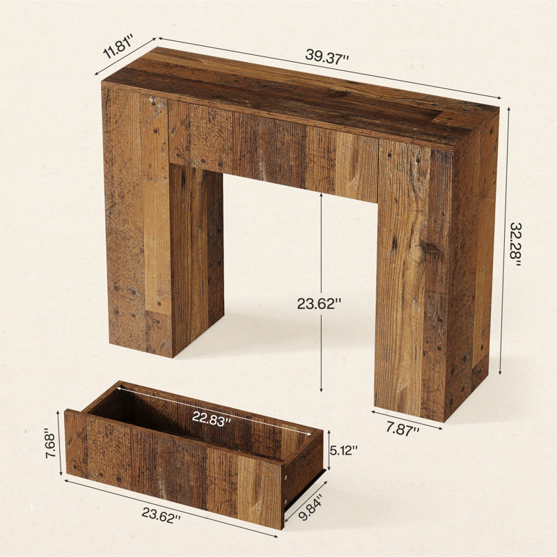 39.37'' Console Table With 2 Drawers