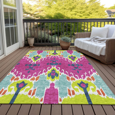 Malchow Washable Ikat Indoor / Outdoor Rug